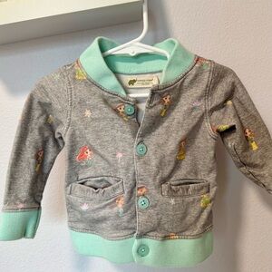 Gray and Mint Green Baby Jacket with Princess Print Monica + Andy
